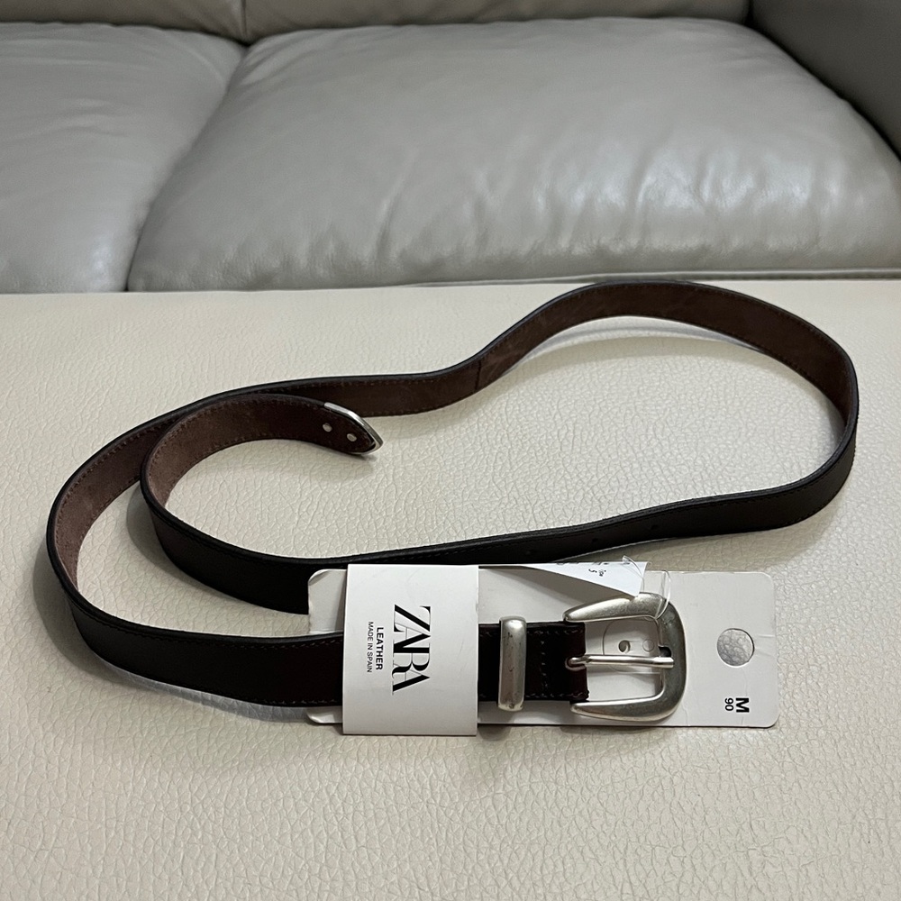 NWT - Zara Adult Leather Belt - Made in Spain - Size 90/US 36